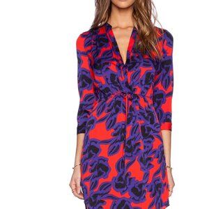 Diane Von Furstenberg Poppy Floral Print Freya Tie-Waist Silk Dress